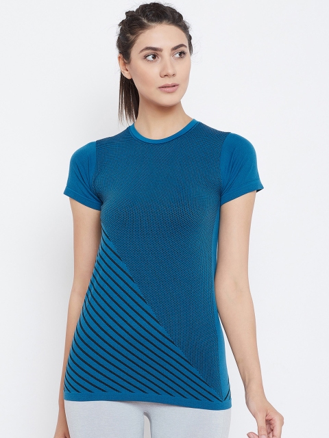 

C9 AIRWEAR Women Blue Striped Round Neck T-shirt