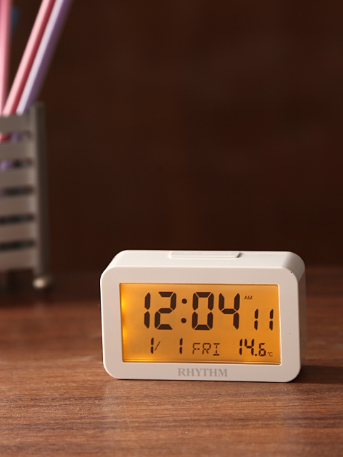 

Rhythm White Rectangle Solid 9.7 cm Panel Digital Table Clock