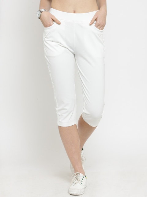 

Global Republic Women White Solid Regular Fit Capris