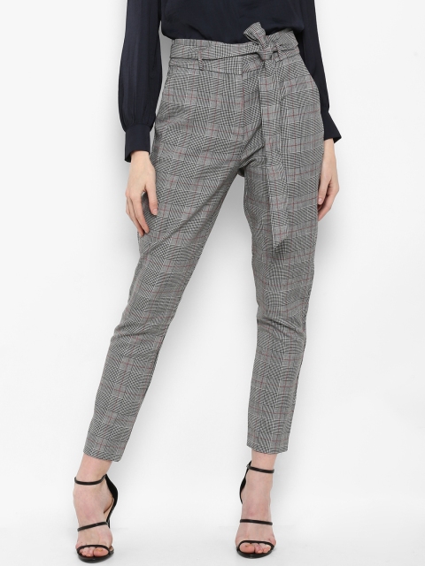 

Forever New Women Grey Tapered Fit Checked Peg Trousers