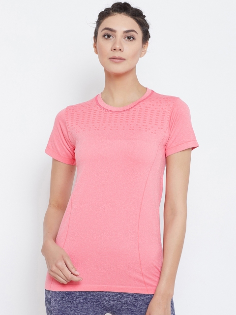 

C9 AIRWEAR Women Pink Self Design Round Neck T-shirt
