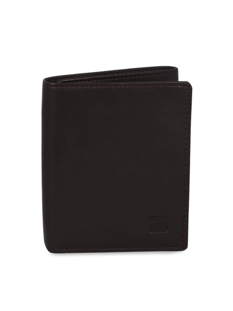 

SPYKAR Men Brown Solid Leather Three Fold Wallet