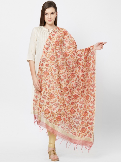 

Dupatta Bazaar Beige & Red Printed Dupatta