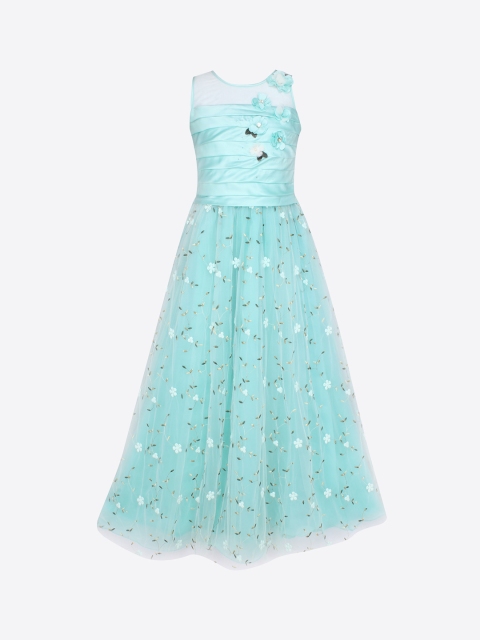 

CUTECUMBER Girls Green Printed Maxi Dress