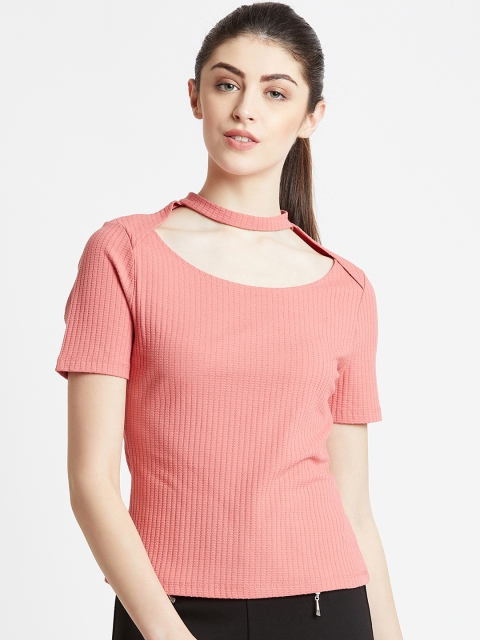 

COVER STORY Women Pink Self Design Top