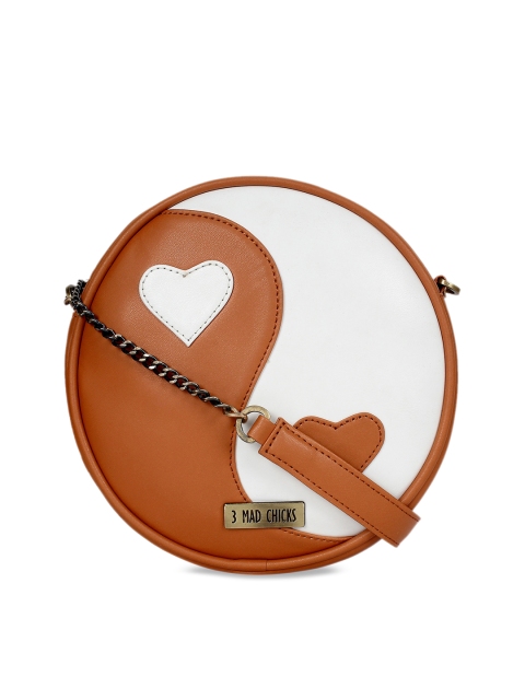

3 Mad Chicks Brown Colourblocked Sling Bag
