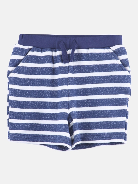 

Beebay Boys Navy Blue & White Striped Regular Fit Regular Shorts