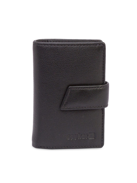 

SPYKAR Men Charcoal Grey Leather Solid Card Holder