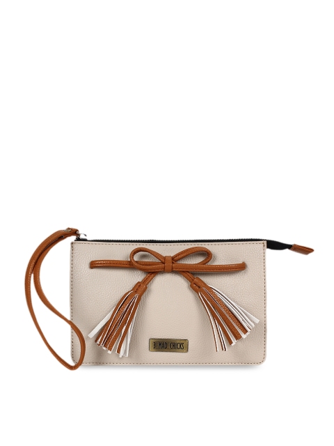 

3 Mad Chicks Beige Solid Clutch