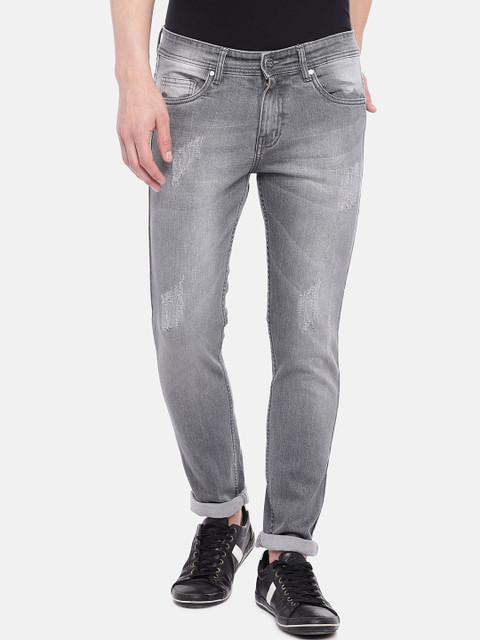 

High Star Men Grey Slim Fit Mid-Rise Mildly Distressed Stretchable Jeans