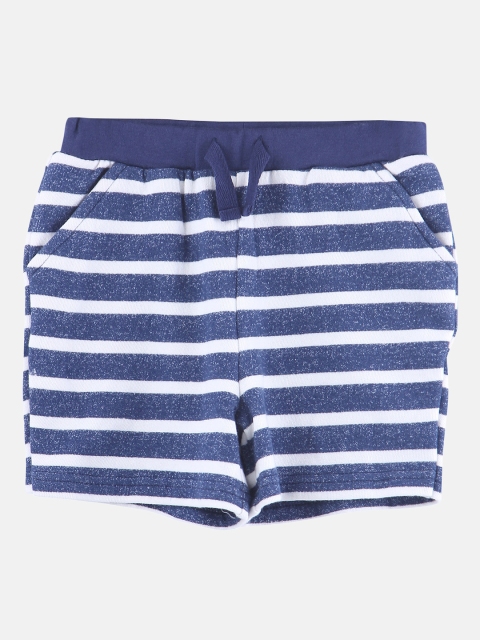 

Beebay Boys Navy Blue & White Striped Regular Fit Regular Shorts