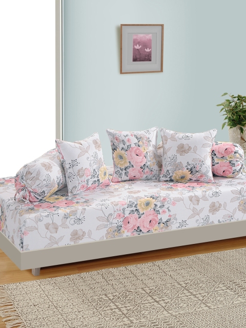 

SWAYAM Unisex Set Of 6 Multicoloured Printed Diwan Set, Off white