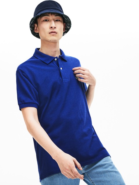 

Lacoste Men Navy Blue Solid Polo Collar T-shirt