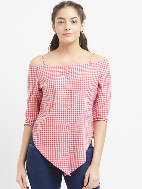 

Kraus Jeans Women Red Checked Top