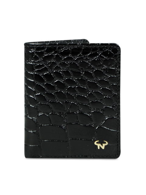 

CALFNERO Men Black Textured Two Fold Leather Wallet
