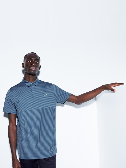 

Lacoste Men Blue Striped Polo Collar T-shirt