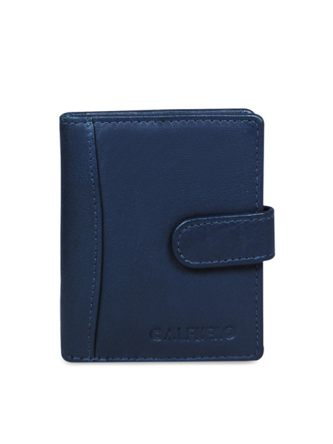 

CALFNERO Unisex Navy Blue Solid Leather Card Holder