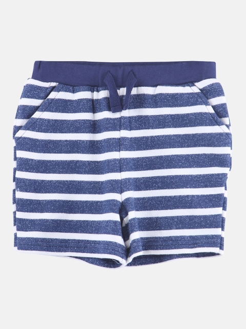 

Beebay Boys Navy Blue & White Striped Regular Fit Regular Shorts