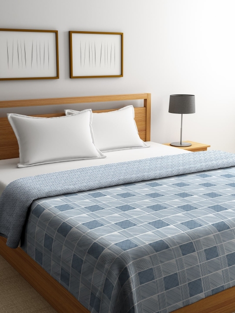 

Portico New York Blue & White Geometric AC Room 120 GSM Double Bed Dohar