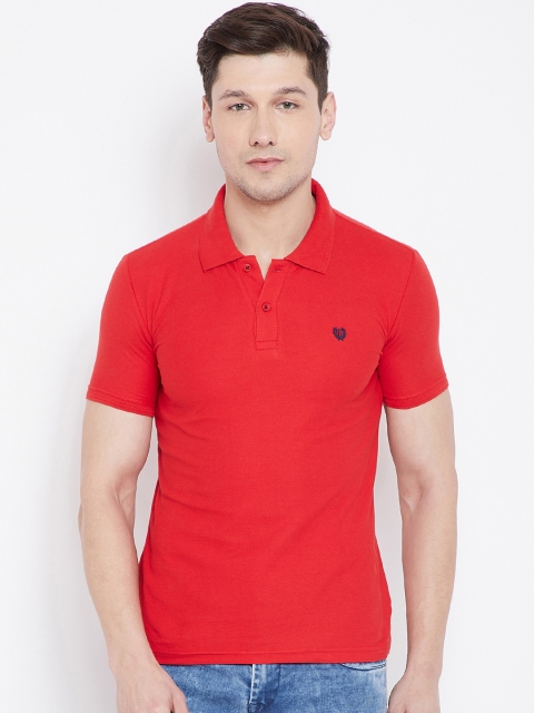 

Duke Men Red Solid Polo Collar Pure Cotton T-shirt