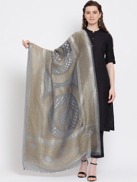 

SHINGORA Grey Woven Design Antimicrobial Dupatta