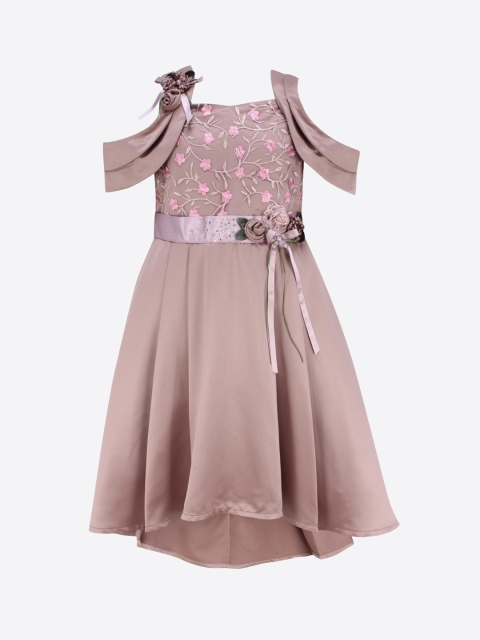 

CUTECUMBER Girls Brown Printed Fit and Flare Dress
