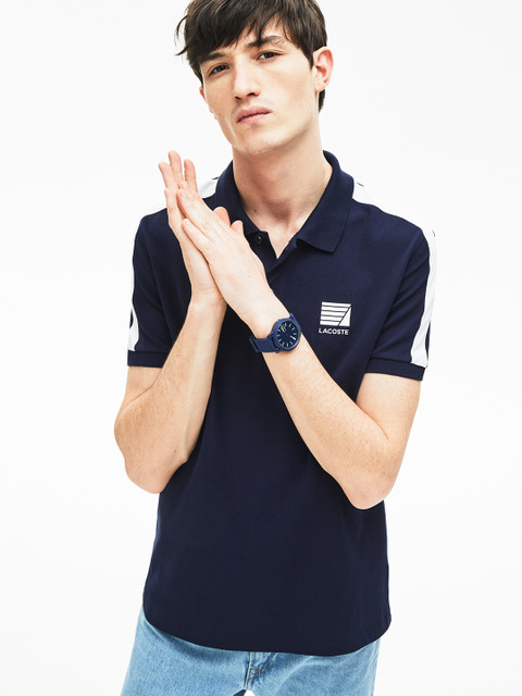 

Lacoste Men Navy Blue Solid Polo Collar T-shirt