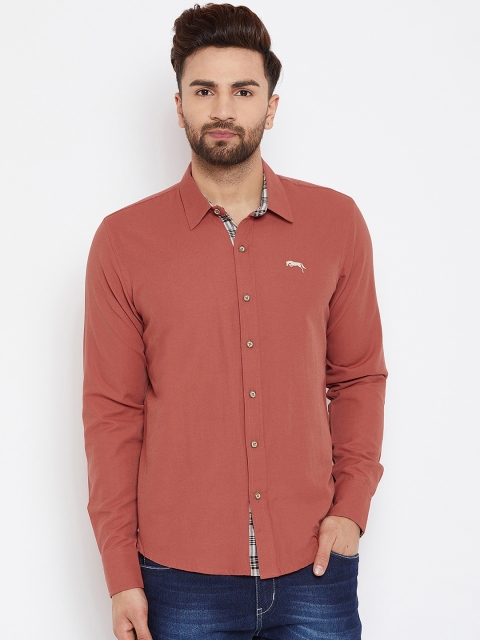

JUMP USA Men Rust Orange Relaxed Regular Fit Solid Casual Shirt