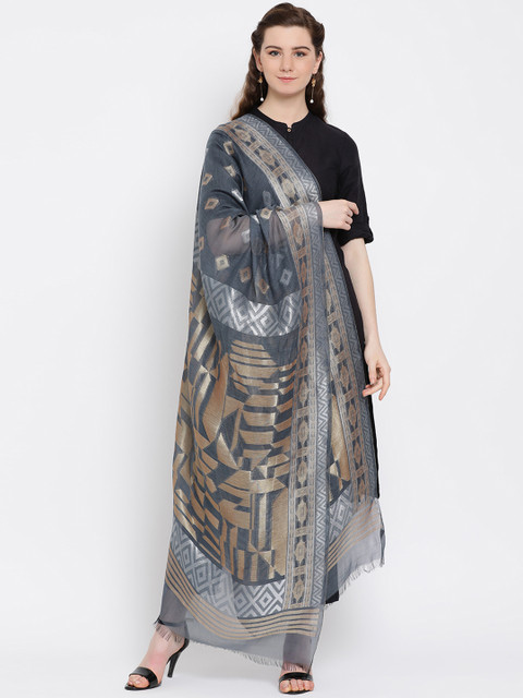 

SHINGORA Grey Woven Design Antimicrobial Dupatta