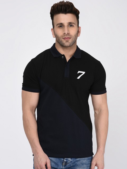 

WILD WEST Men Black Solid Polo Collar T-shirt