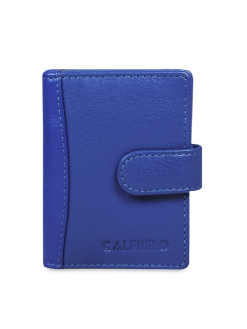 

CALFNERO Unisex Blue Solid Leather Card Holder