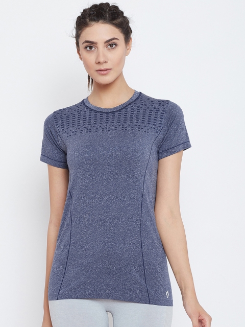 

C9 AIRWEAR Women Blue Self Design Round Neck T-shirt