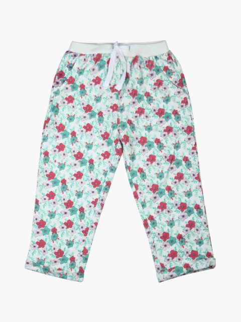 

Gini and Jony Girls Sea Green Printed Track Pants