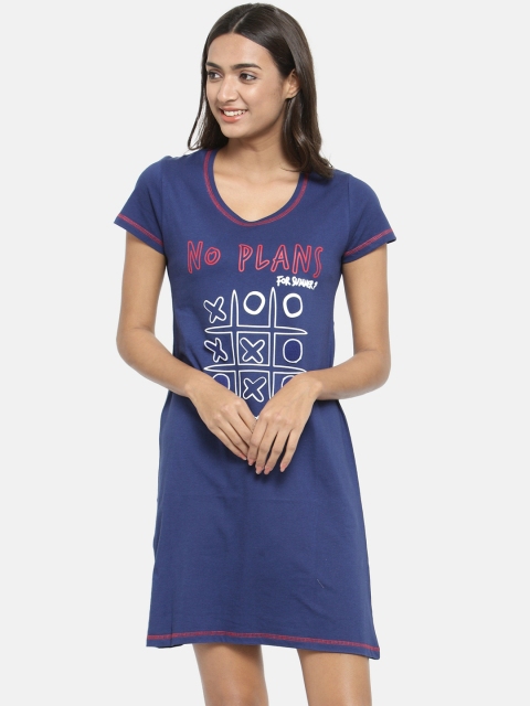 

Slumber Jill Women Blue Printed Sleep Shirt FWSJ407