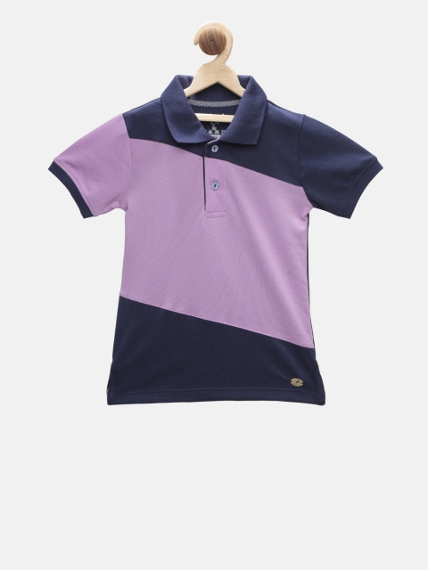 

Stupid Cupid Boys Lavender Colourblocked Polo Collar T-shirt