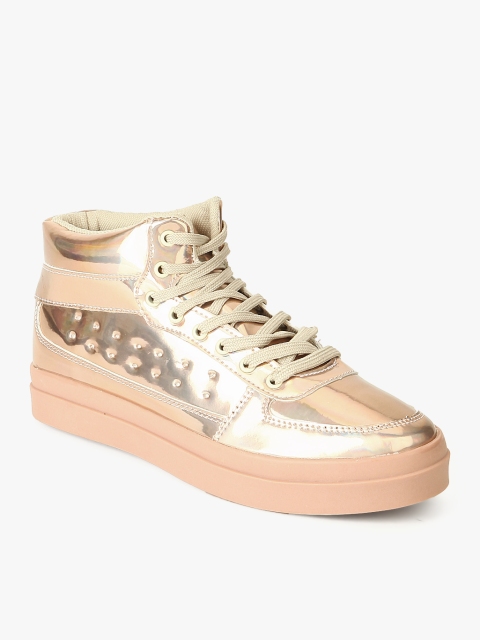 

Golden Metallic Casual Sneakers, Gold