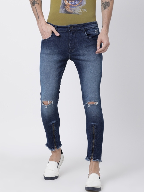 

SHELTR Men Blue Skinny Fit Mid-Rise Slash Knee Stretchable Jeans