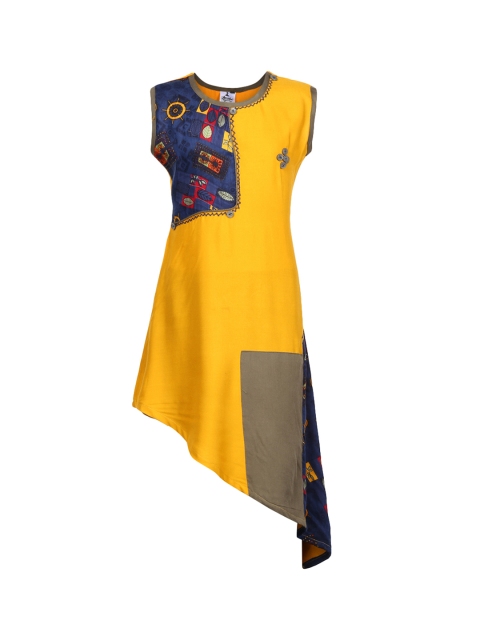 

Aarika Girls Yellow Printed Straight Kurta