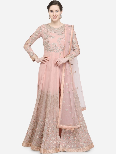

Stylee LIFESTYLE Women Pink Poly Georgette Semi-Stitched Dress Material