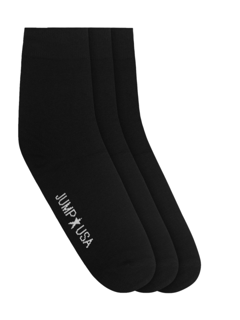 

JUMP USA Men Pack of 3 Solid Ankle-Length Socks, Black