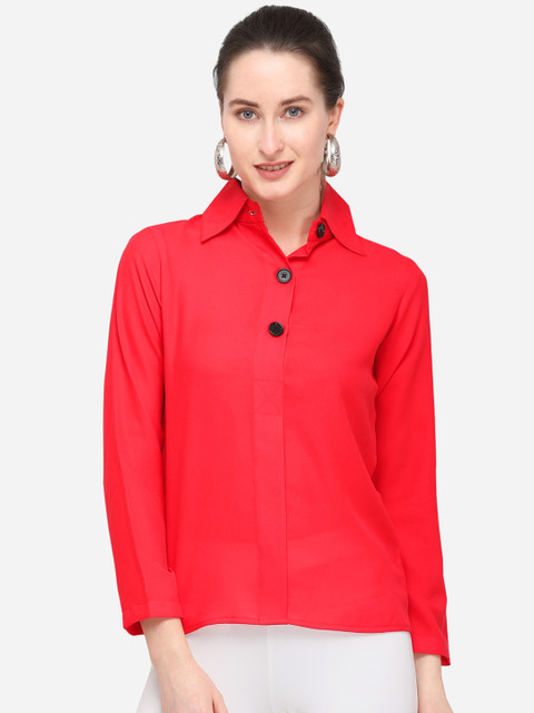 

Smarty Pants Women Red Straight Regular Fit Solid Casual Shirt