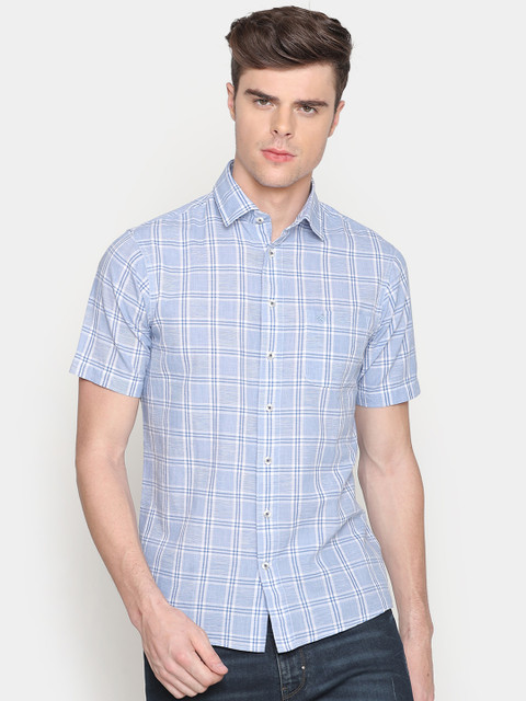 

Bar Harbour Men Blue Slim Fit Checked Casual Shirt