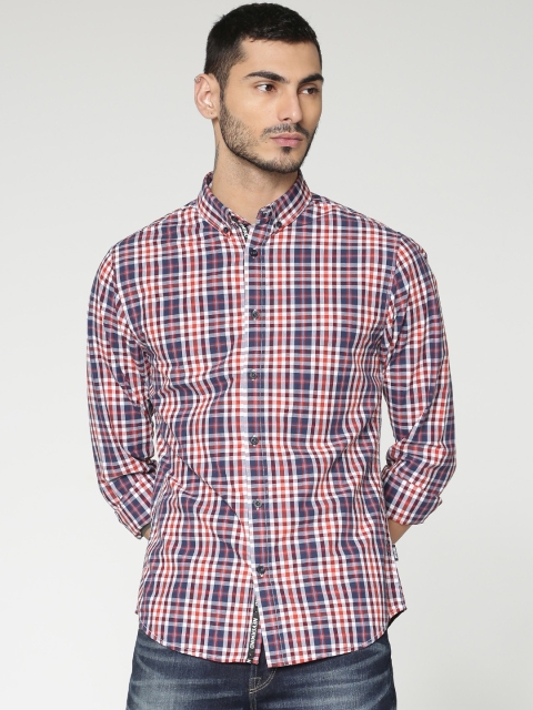 

ONLY & SONS Men Blue & Red Regular Fit Checked Casual Shirt