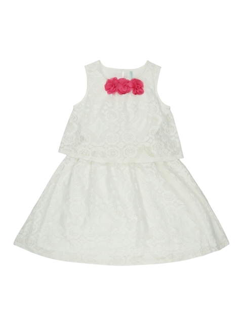 

Pantaloons Junior Girls Off-White Self Design Fit and Flare Dress