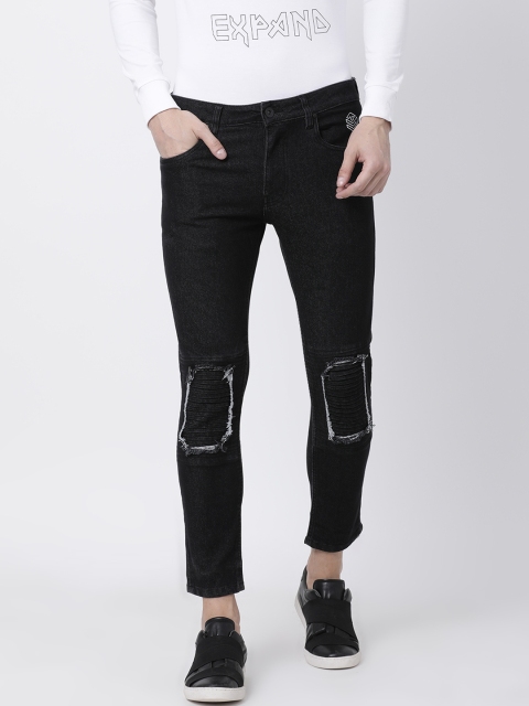 SHELTR Men Black Skinny Fit Mid-Rise Clean Look Stretchable Jeans