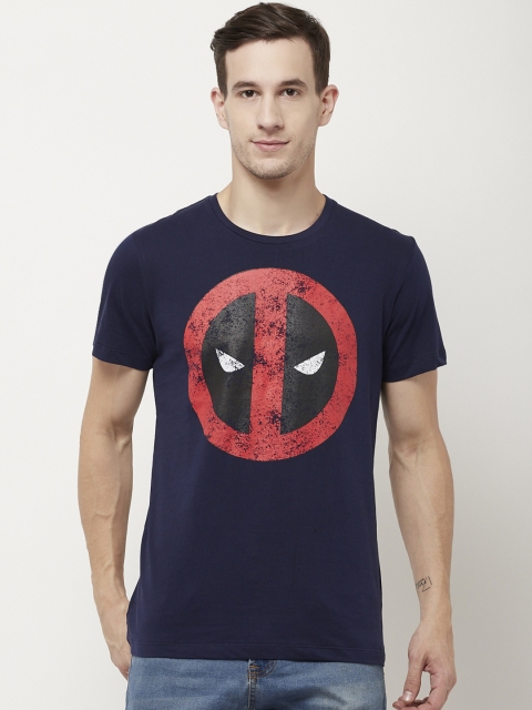 

Free Authority Men Blue Deadpool Printed Round Neck T-Shirt