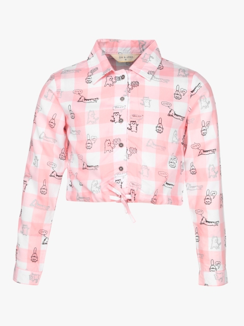 

Pink Printed Blouson Top