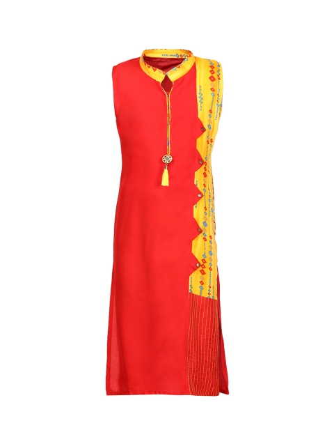 

Aarika Girls Red & Yellow Solid Kurti