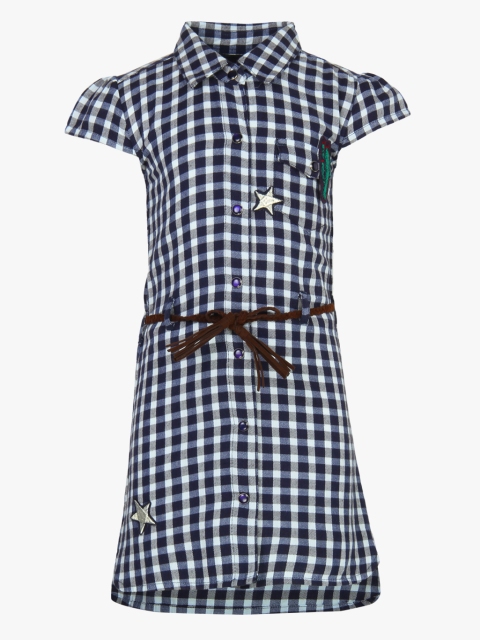 

Gini and Jony Girls Navy Blue & White Checked Shirt Dress