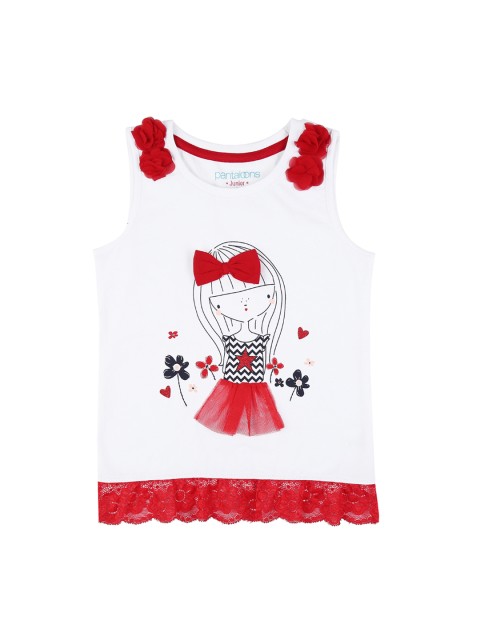 

Pantaloons Junior Girls White Printed Round Neck T-shirt